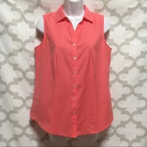 Talbots petite sleeveless button down top.